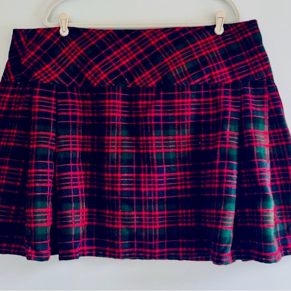 Pleated Skirt/Kilt - Blue, Red and Green Tartan - "Gunn"